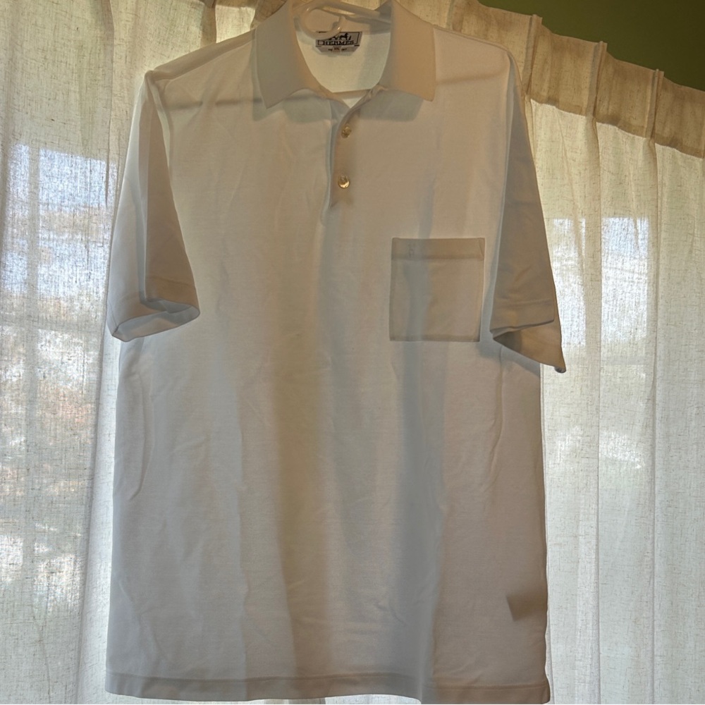 Hermes White Polo Shirt with chest Pocket